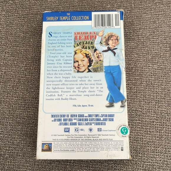 5/$25 Vintage Shirley Temple Captain January VHS Movie 20th Century Fox 1936 - Picture 2 of 4